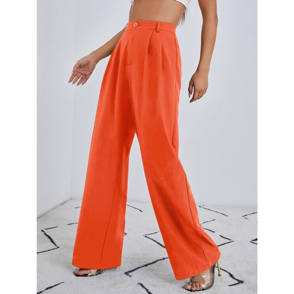 High waist Zip Up Straight Leg Pants dress pants cream white - Picture 9 of 12